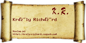 Krály Richárd névjegykártya